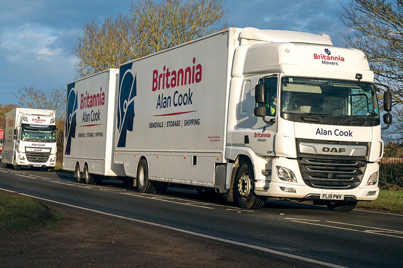 Britannia Alan Cook Removals & Storage lorry and road train fully loaded and heading to the removals destination